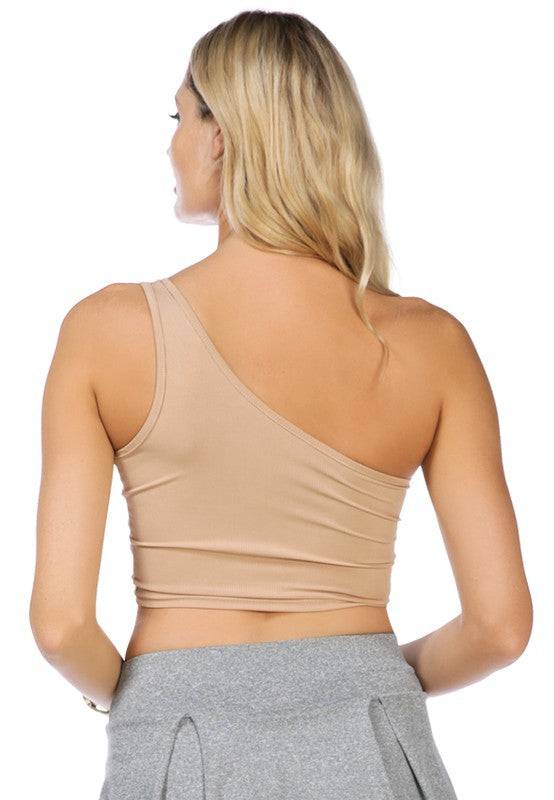 One Shoulder Knitted Crop Top Eye Candy Sensation