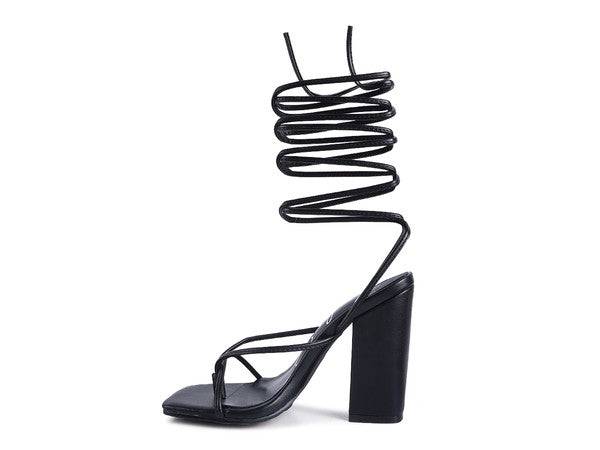 POLE DANCE LACE UP BLOCK HEELED SANDAL Eye Candy Sensation