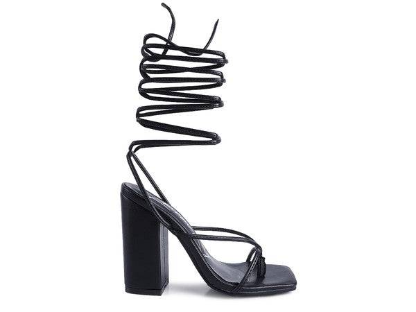 POLE DANCE LACE UP BLOCK HEELED SANDAL Eye Candy Sensation