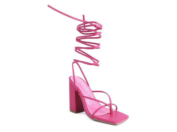POLE DANCE LACE UP BLOCK HEELED SANDAL Eye Candy Sensation
