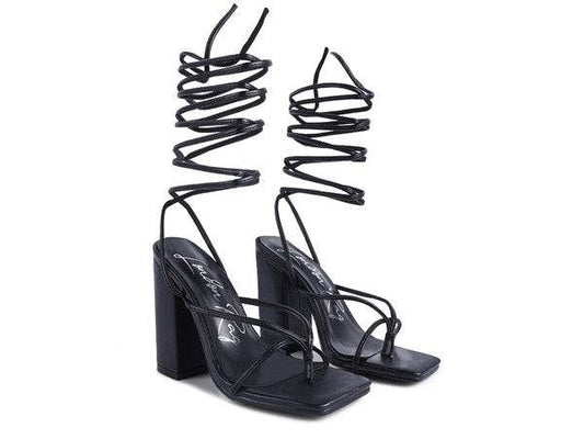POLE DANCE LACE UP BLOCK HEELED SANDAL Eye Candy Sensation