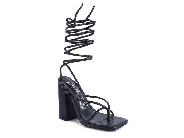 POLE DANCE LACE UP BLOCK HEELED SANDAL Eye Candy Sensation