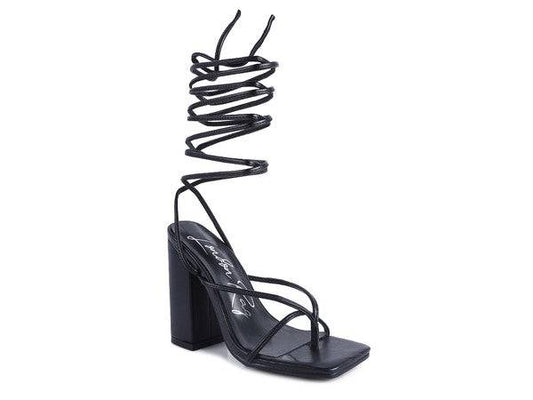 POLE DANCE LACE UP BLOCK HEELED SANDAL Eye Candy Sensation