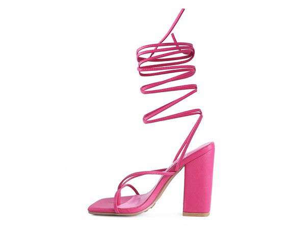 POLE DANCE LACE UP BLOCK HEELED SANDAL Eye Candy Sensation
