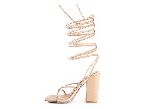 POLE DANCE LACE UP BLOCK HEELED SANDAL Eye Candy Sensation