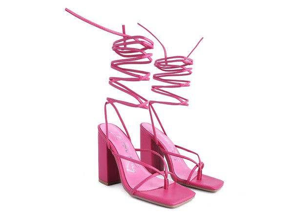 POLE DANCE LACE UP BLOCK HEELED SANDAL Eye Candy Sensation