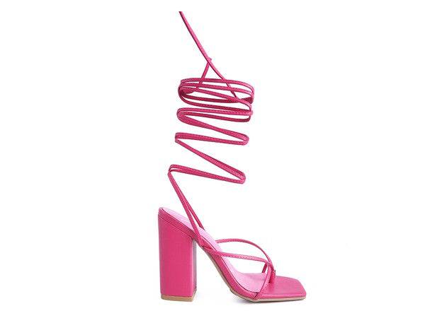 POLE DANCE LACE UP BLOCK HEELED SANDAL Eye Candy Sensation