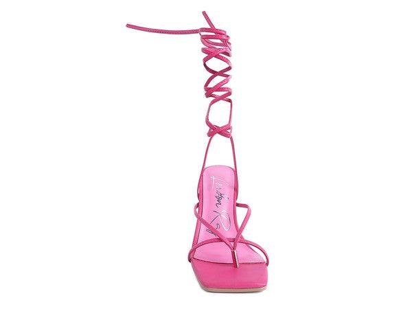 POLE DANCE LACE UP BLOCK HEELED SANDAL Eye Candy Sensation