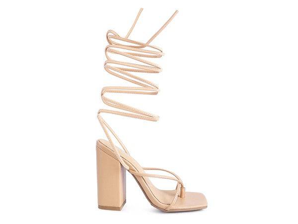 POLE DANCE LACE UP BLOCK HEELED SANDAL Eye Candy Sensation