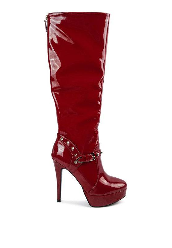 Patent Stiletto Heeled Mid Calf Boots Eye Candy Sensation