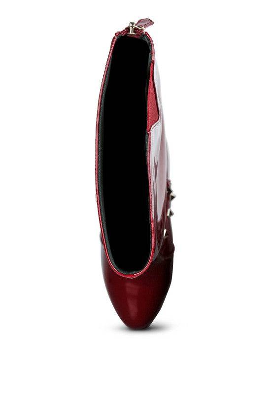 Patent Stiletto Heeled Mid Calf Boots Eye Candy Sensation