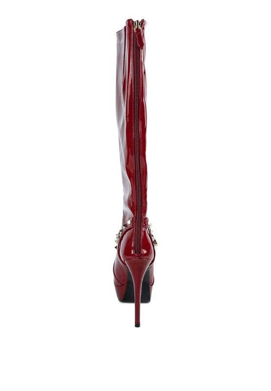 Patent Stiletto Heeled Mid Calf Boots Eye Candy Sensation