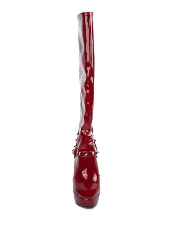 Patent Stiletto Heeled Mid Calf Boots Eye Candy Sensation