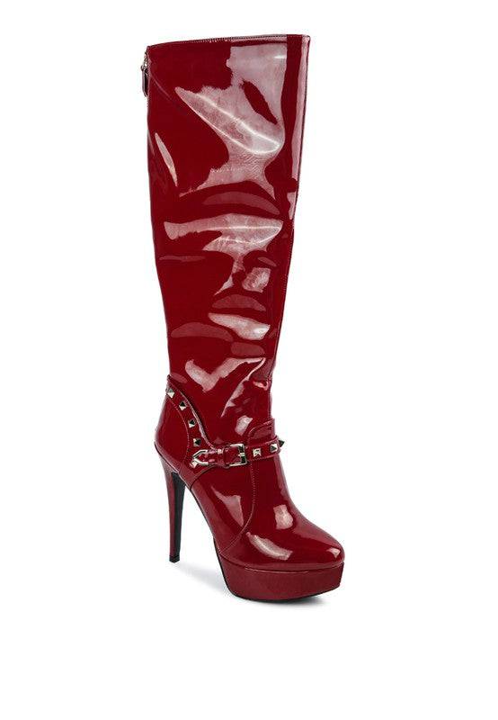 Patent Stiletto Heeled Mid Calf Boots Eye Candy Sensation
