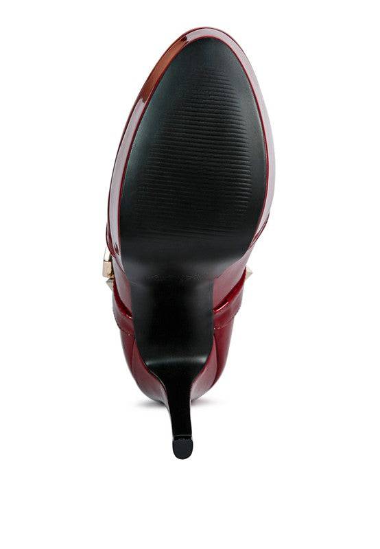 Patent Stiletto Heeled Mid Calf Boots Eye Candy Sensation