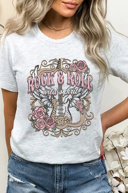 Rock And Roll Wild Spirit Guitar Graphic Tee Kissed Apparel