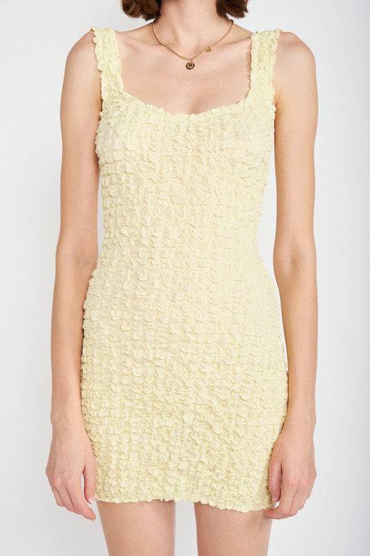 SMOCKED OPEN BACK MINI DRESS Eye Candy Sensation