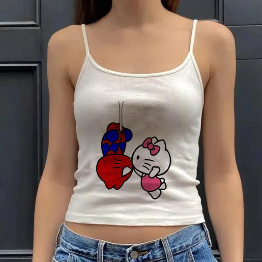 Y2K Hello Kitty Crop Top โ Emo Girls Vintage Punk Tank