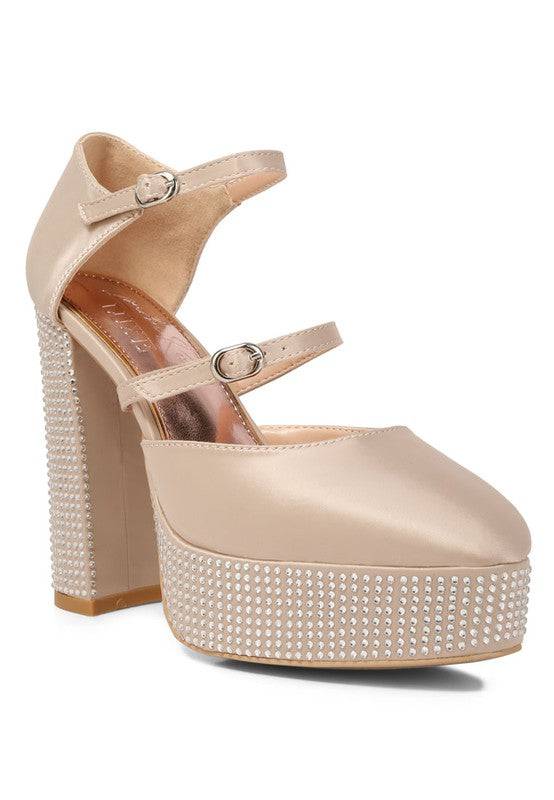 Shiver Rhinestones Embellished Platform Sandals Eye Candy Sensation
