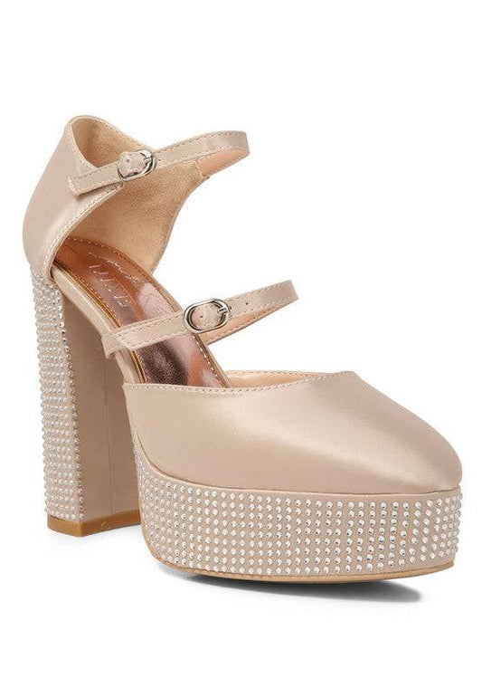 Shiver Rhinestones Embellished Platform Sandals Eye Candy Sensation