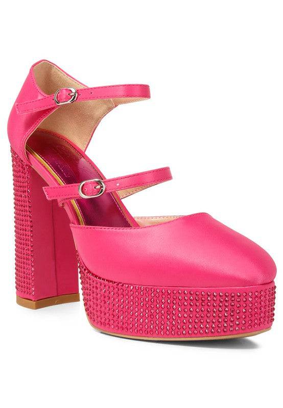 Shiver Rhinestones Embellished Platform Sandals Eye Candy Sensation