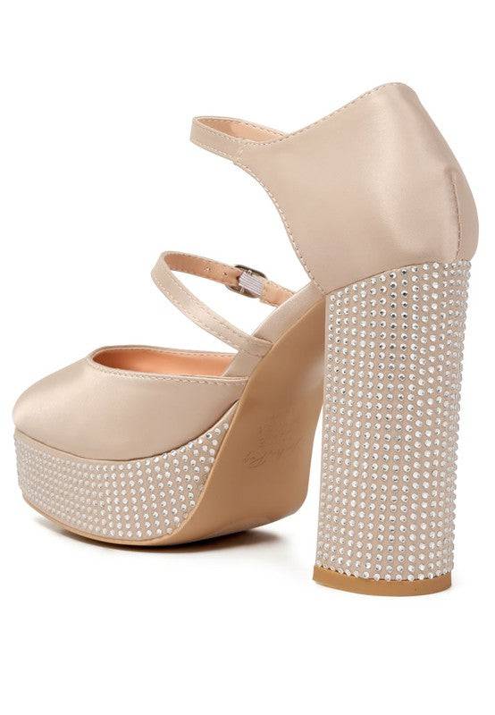 Shiver Rhinestones Embellished Platform Sandals Eye Candy Sensation