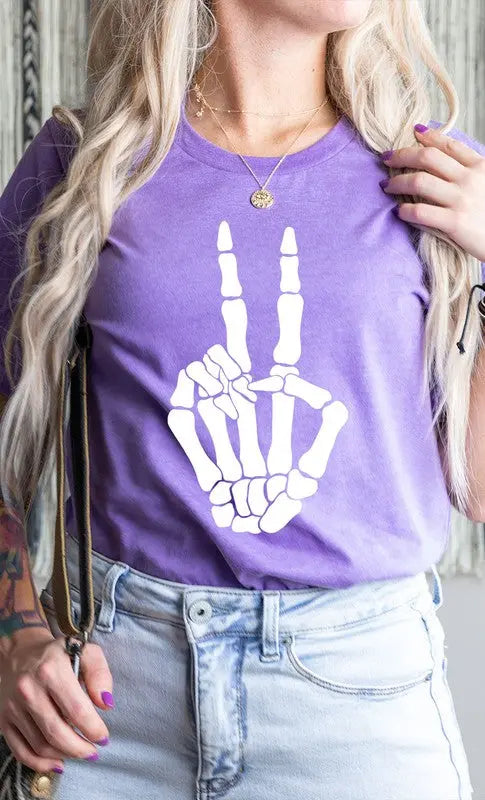 Skeleton Peace Sign Graphic Tee PLUS Kissed Apparel