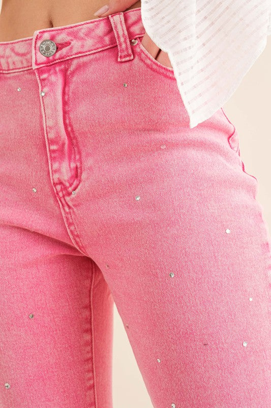 Studded Rhinestone Distressed Denim Jeans Eye Candy Sensation