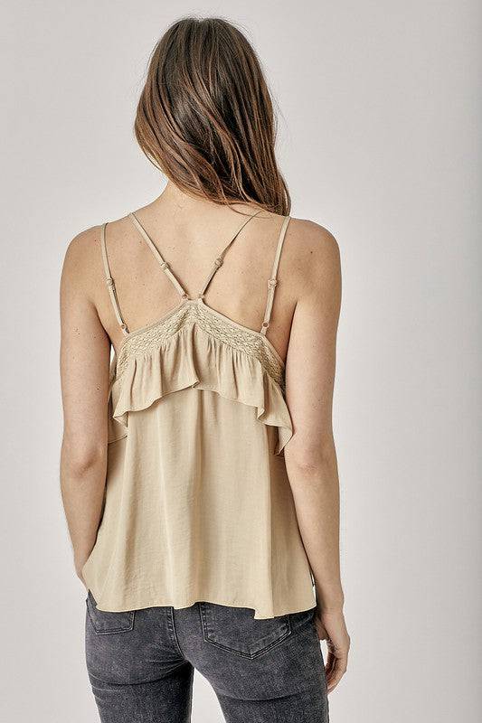 Trim Detail with Ruffle Cami Top Eye Candy Sensation