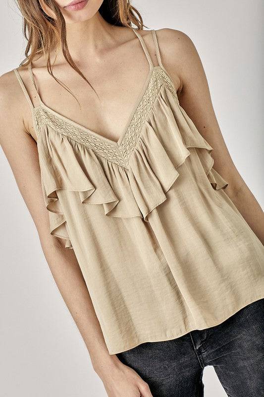 Trim Detail with Ruffle Cami Top Eye Candy Sensation