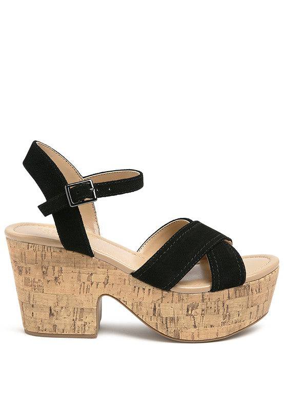 ULLA HIGH HEELED BLOCK SANDAL IN BLACK Eye Candy Sensation
