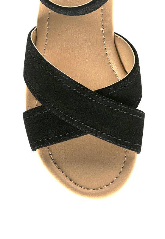 ULLA HIGH HEELED BLOCK SANDAL IN BLACK Eye Candy Sensation