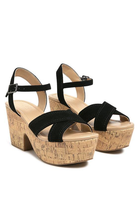 ULLA HIGH HEELED BLOCK SANDAL IN BLACK Eye Candy Sensation