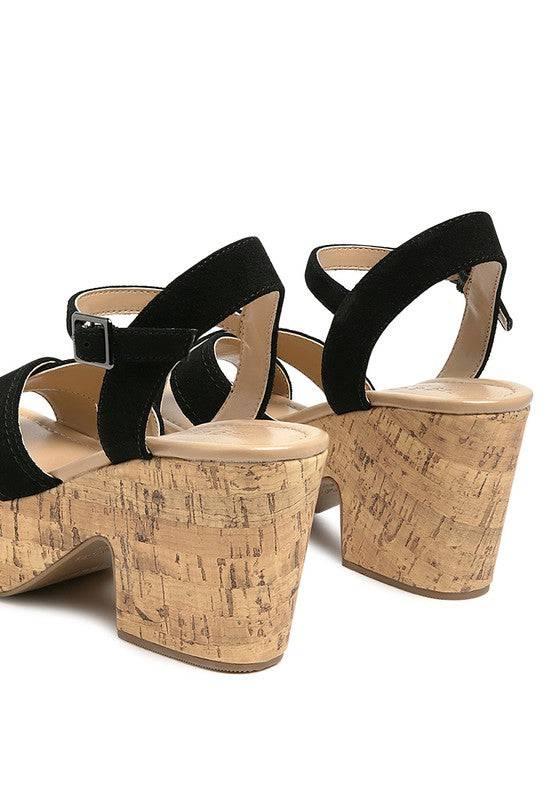 ULLA HIGH HEELED BLOCK SANDAL IN BLACK Eye Candy Sensation