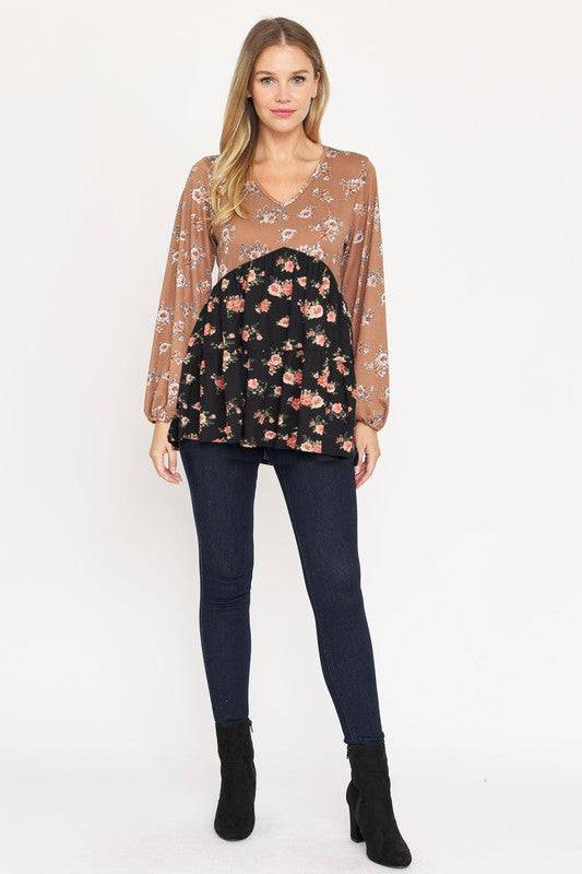 V Neck Tiered Baby Doll Top Eye Candy Sensation