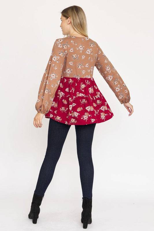 V Neck Tiered Baby Doll Top Eye Candy Sensation