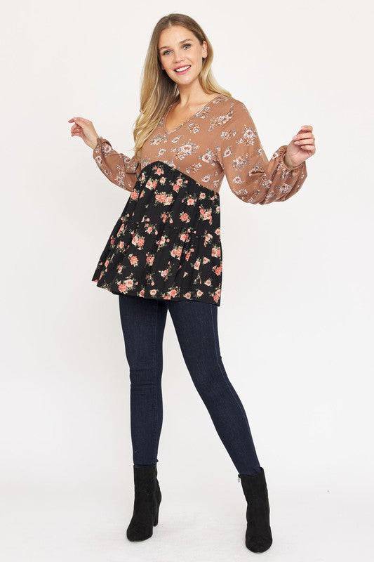 V Neck Tiered Baby Doll Top Eye Candy Sensation