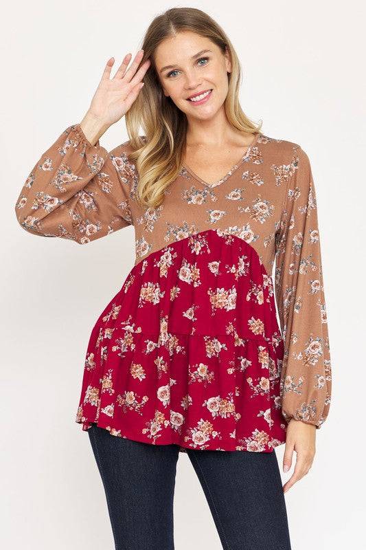 V Neck Tiered Baby Doll Top Eye Candy Sensation