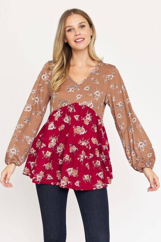 V Neck Tiered Baby Doll Top Eye Candy Sensation