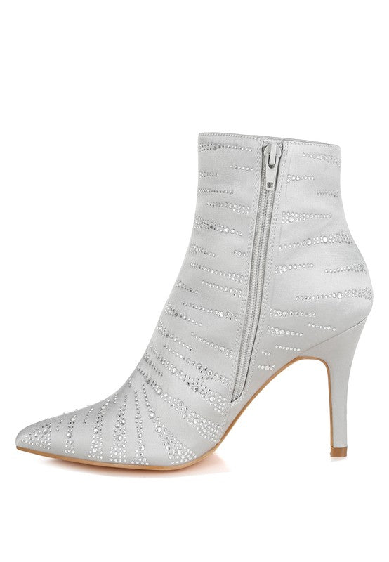 Toget Satin Rhinestone Ankle Party Boots - Eye Candy Sensation Apparel & Accessories -product type
