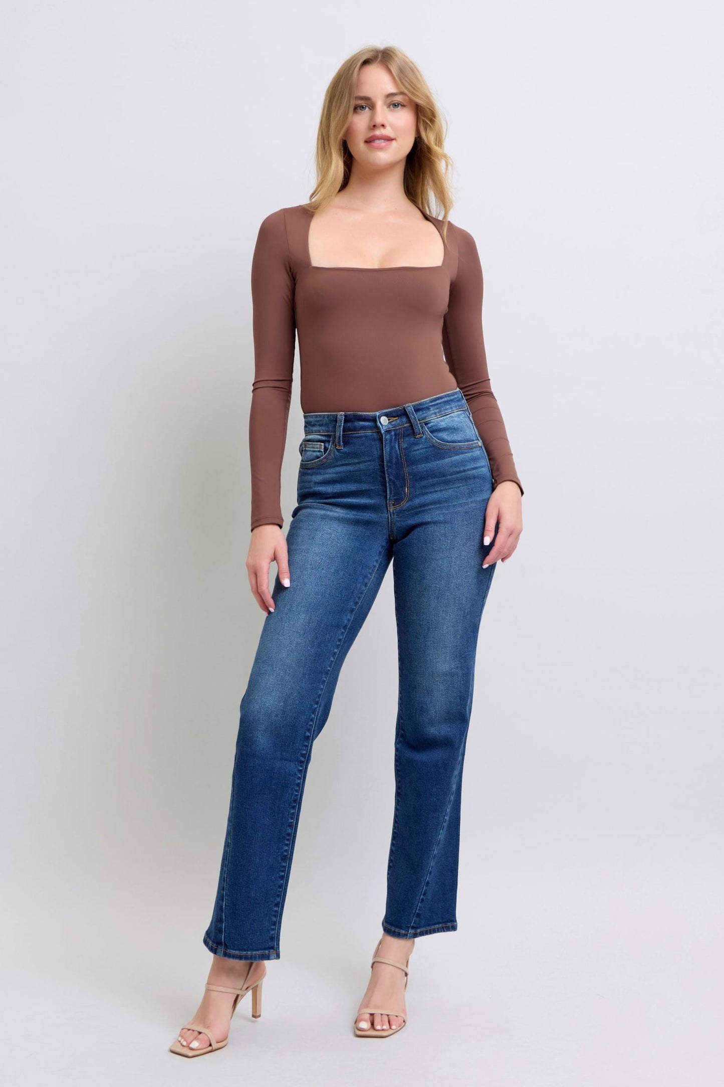 Judy Blue Full Size Side Seam Detail Straight Jeans with Pockets Trendsi