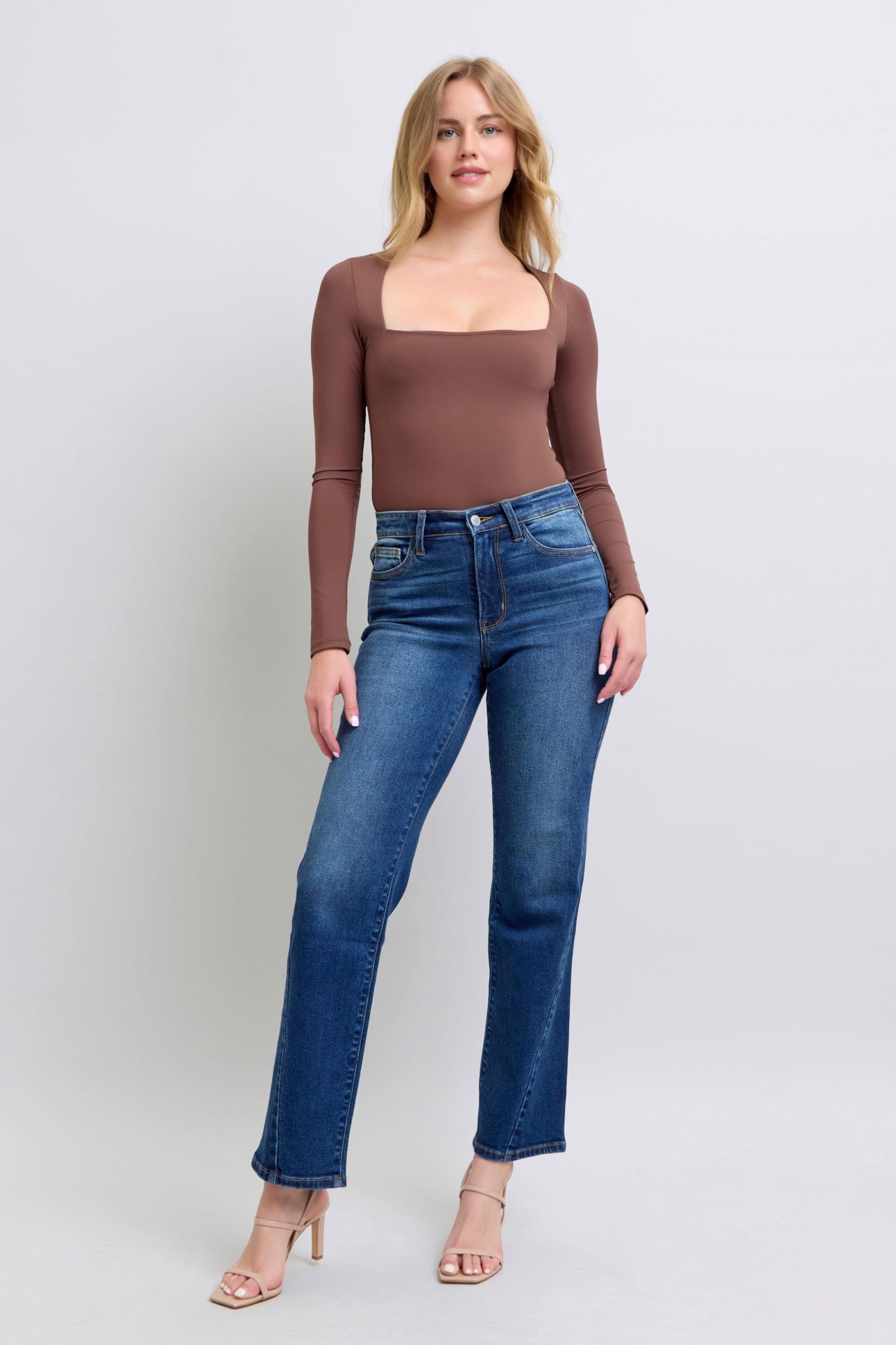 Judy Blue Full Size Side Seam Detail Straight Jeans with Pockets Trendsi