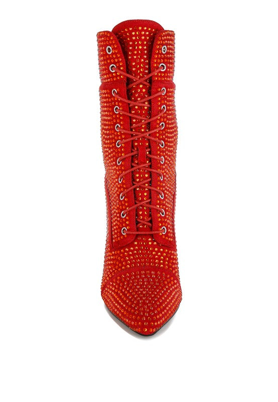 Bitetto Rhinestones Embellished Calf Boots - Eye Candy Sensation Apparel & Accessories