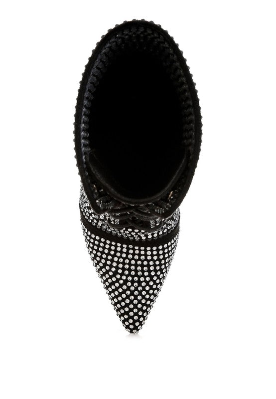 Bitetto Rhinestones Embellished Calf Boots - Eye Candy Sensation Apparel & Accessories
