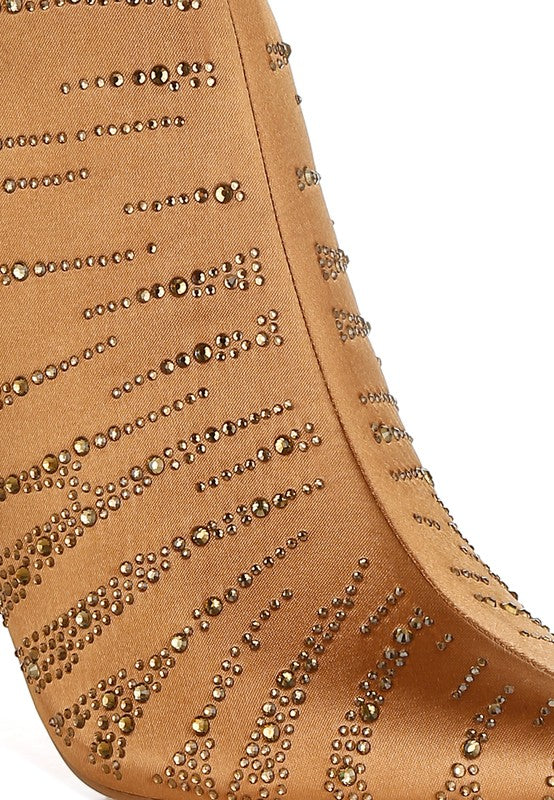 Toget Satin Rhinestone Ankle Party Boots - Eye Candy Sensation Apparel & Accessories -product type