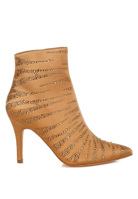 Toget Satin Rhinestone Ankle Party Boots - Eye Candy Sensation Apparel & Accessories -product type