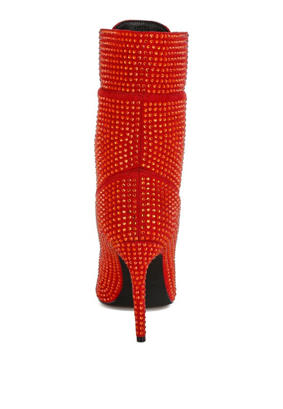 Bitetto Rhinestones Embellished Calf Boots - Eye Candy Sensation Apparel & Accessories