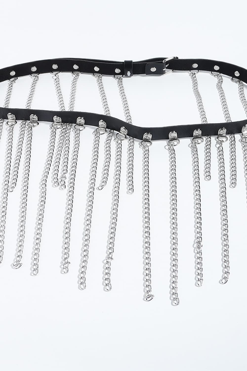 Fringed Chain PU Leather Belt Trendsi