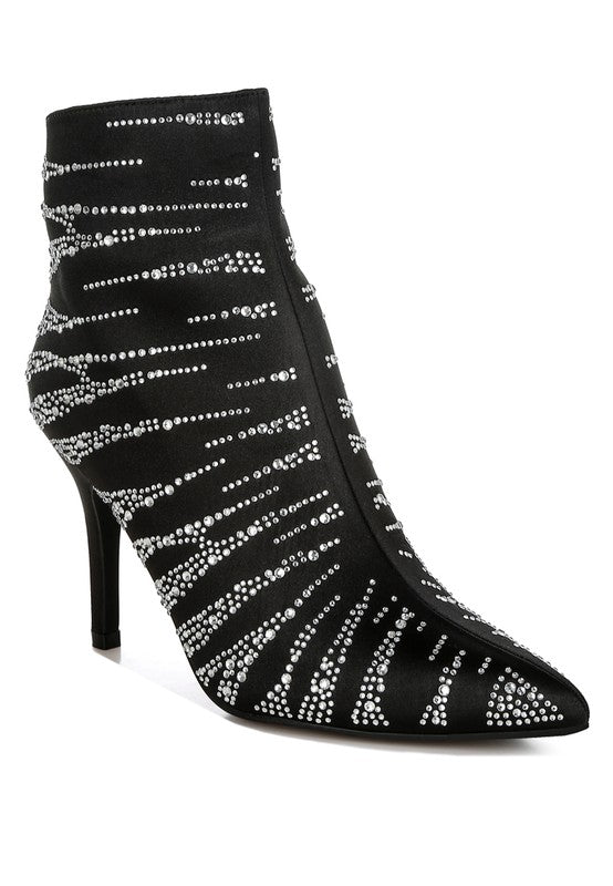 Toget Satin Rhinestone Ankle Party Boots - Eye Candy Sensation Apparel & Accessories -product type