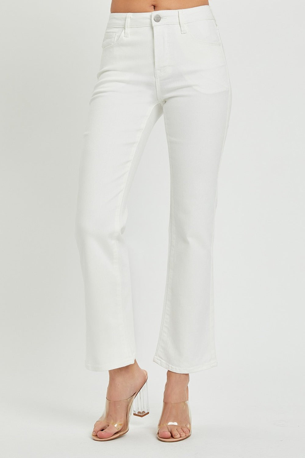 RISEN Full Size Mid Rise Jeans with Pockets Trendsi